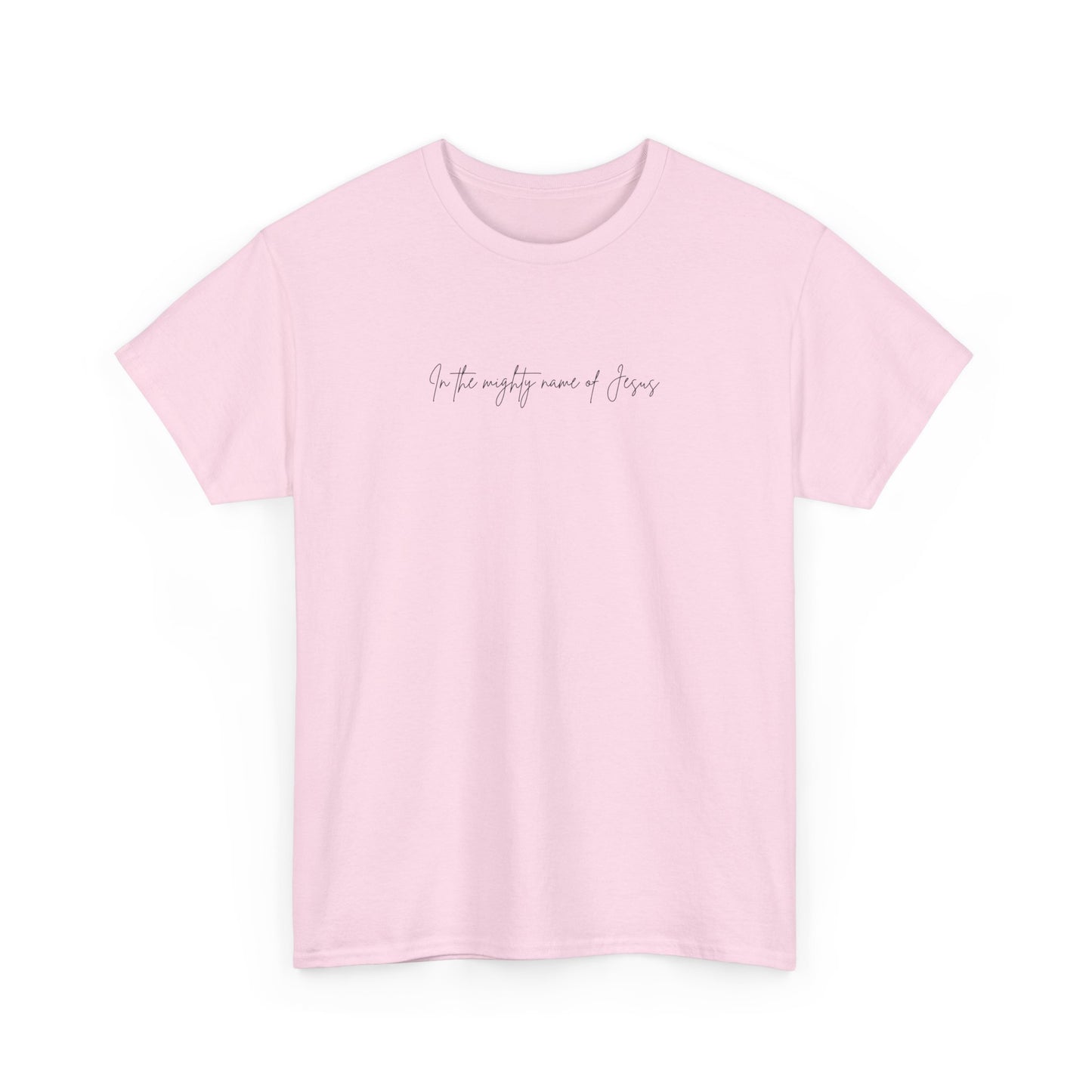 "In the mighty name of Jesus" Minimalist Unisex Tee, Casual Wear, Gift for Him/Her, Everyday Shirt, Lightweight, Comfortable Cotton Top