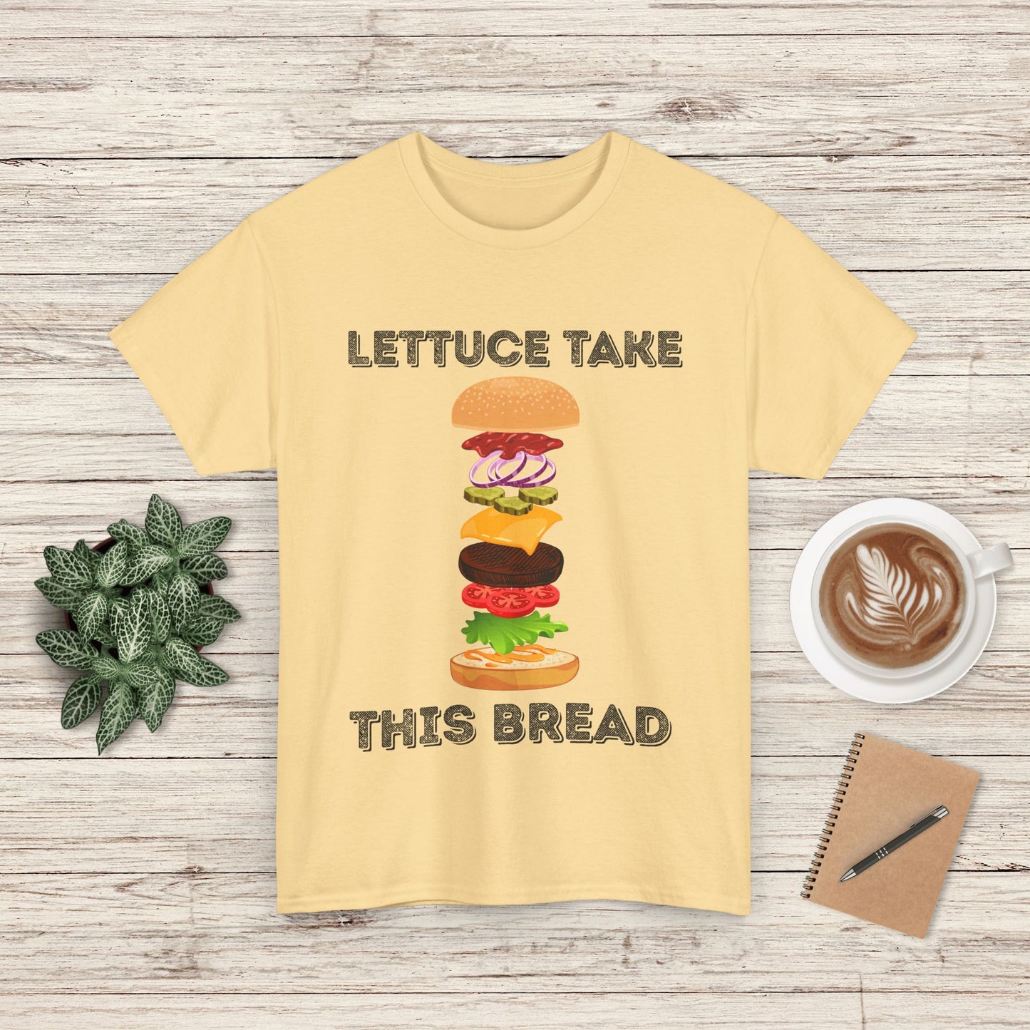 Funny Jesus Unisex Heavy Cotton Tee - Lettuce Take This Bread Graphic, Casual Wear, Food Lover Gift, Summer Vibes, Kitchen Humor