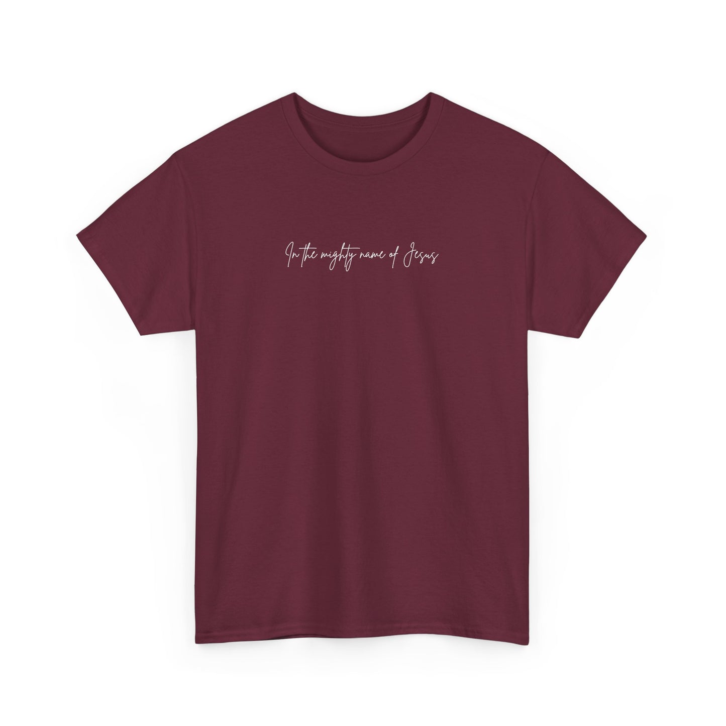 "In the mighty name of Jesus" Minimalist Unisex Tee, Casual Wear, Gift for Him/Her, Everyday Shirt, Lightweight, Comfortable Cotton Top