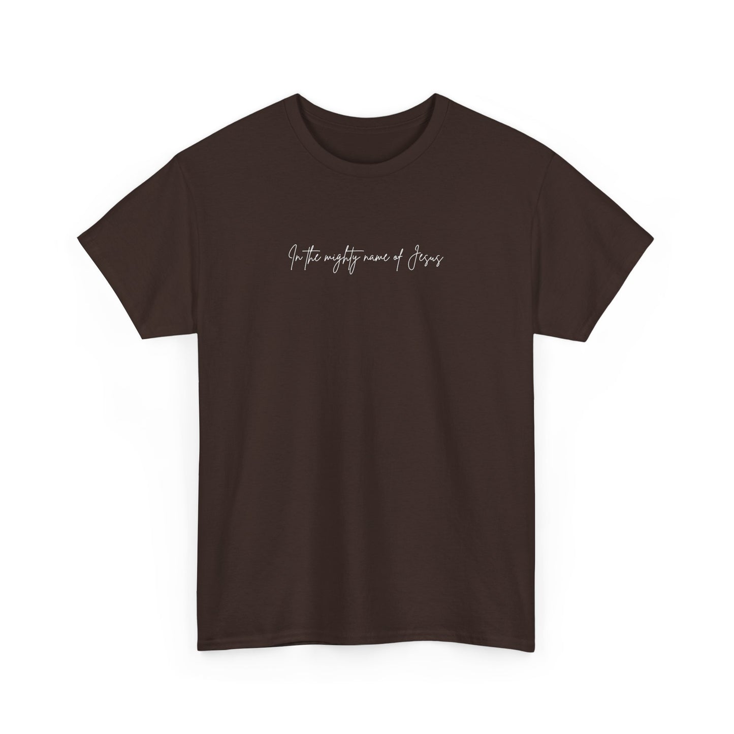 "In the mighty name of Jesus" Minimalist Unisex Tee, Casual Wear, Gift for Him/Her, Everyday Shirt, Lightweight, Comfortable Cotton Top