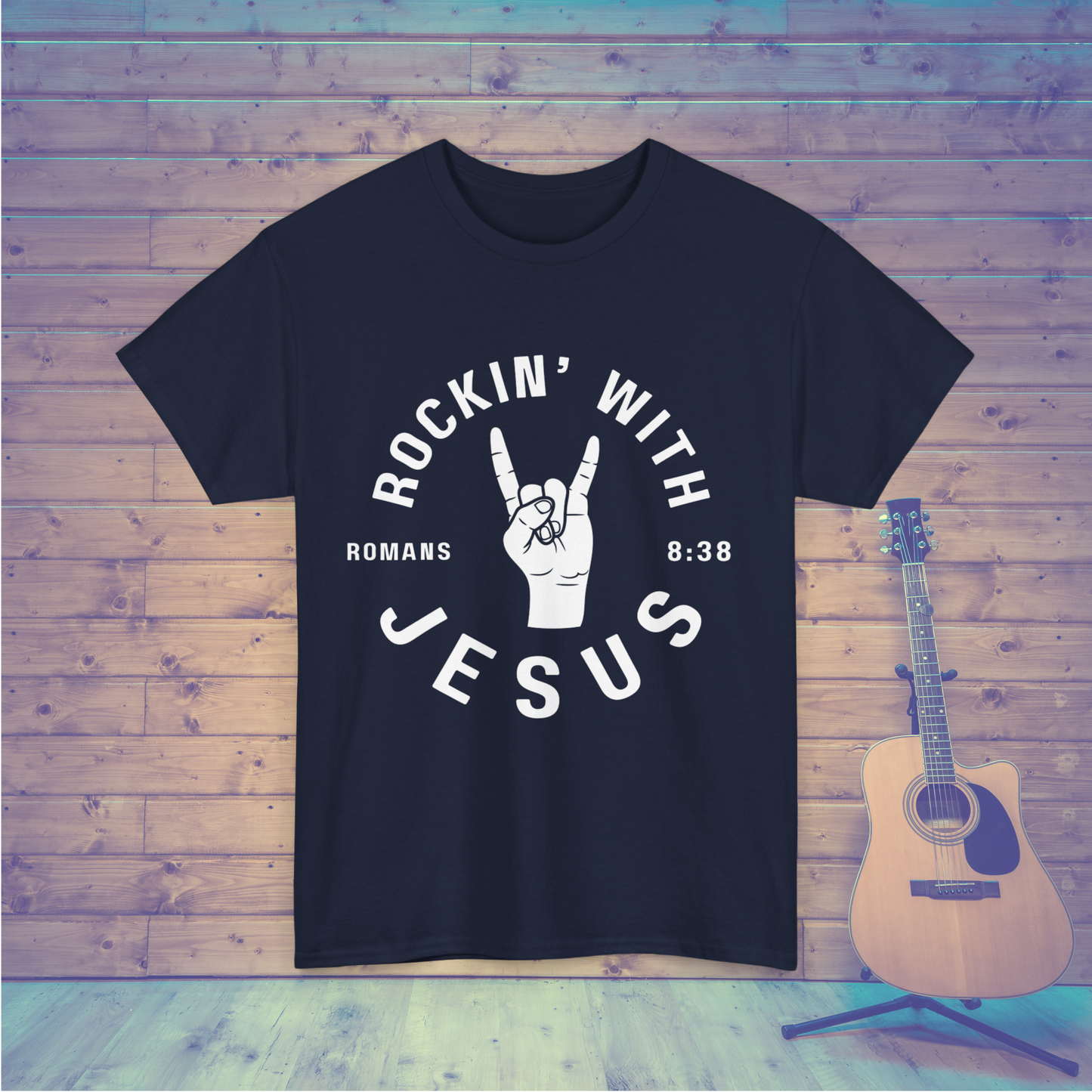 Rockin' with Jesus Unisex Heavy Cotton Tee, Christian T-Shirt, Faith-Based Apparel, Religious Gifts, Gospel Music Lover Shirt