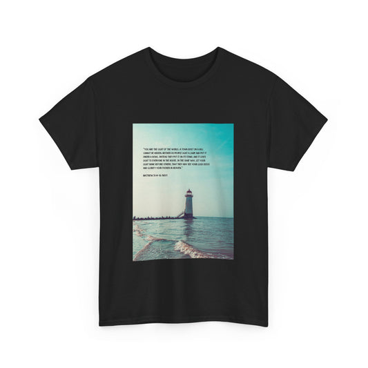 Vintage Lighthouse Matthew 5:14-16 Graphic Unisex Tee, Inspirational T-Shirt, Beach Lover Gift, Summer Casual Wear, Coastal Decor Apparel
