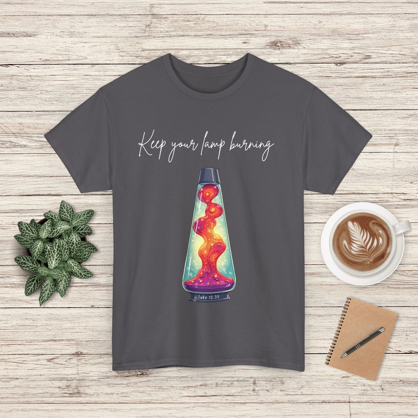 Retro Lava Lamp Luke 12:35 Tee - Keep Your Lamp Burning, Unisex Cotton Shirt, Vintage Style Gift, Unique Tee for Friends, Fun Summer Wear, Ideal for