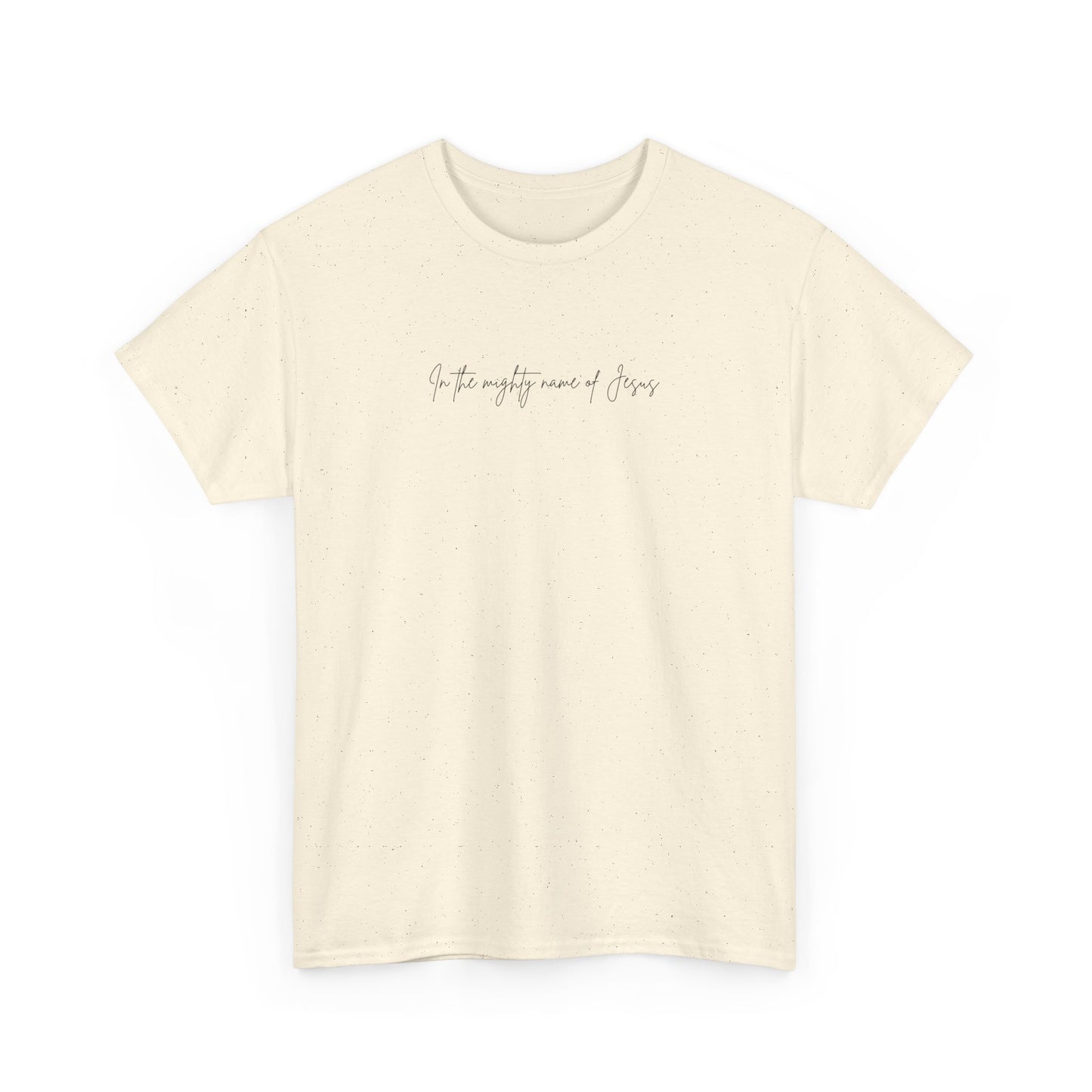 "In the mighty name of Jesus" Minimalist Unisex Tee, Casual Wear, Gift for Him/Her, Everyday Shirt, Lightweight, Comfortable Cotton Top
