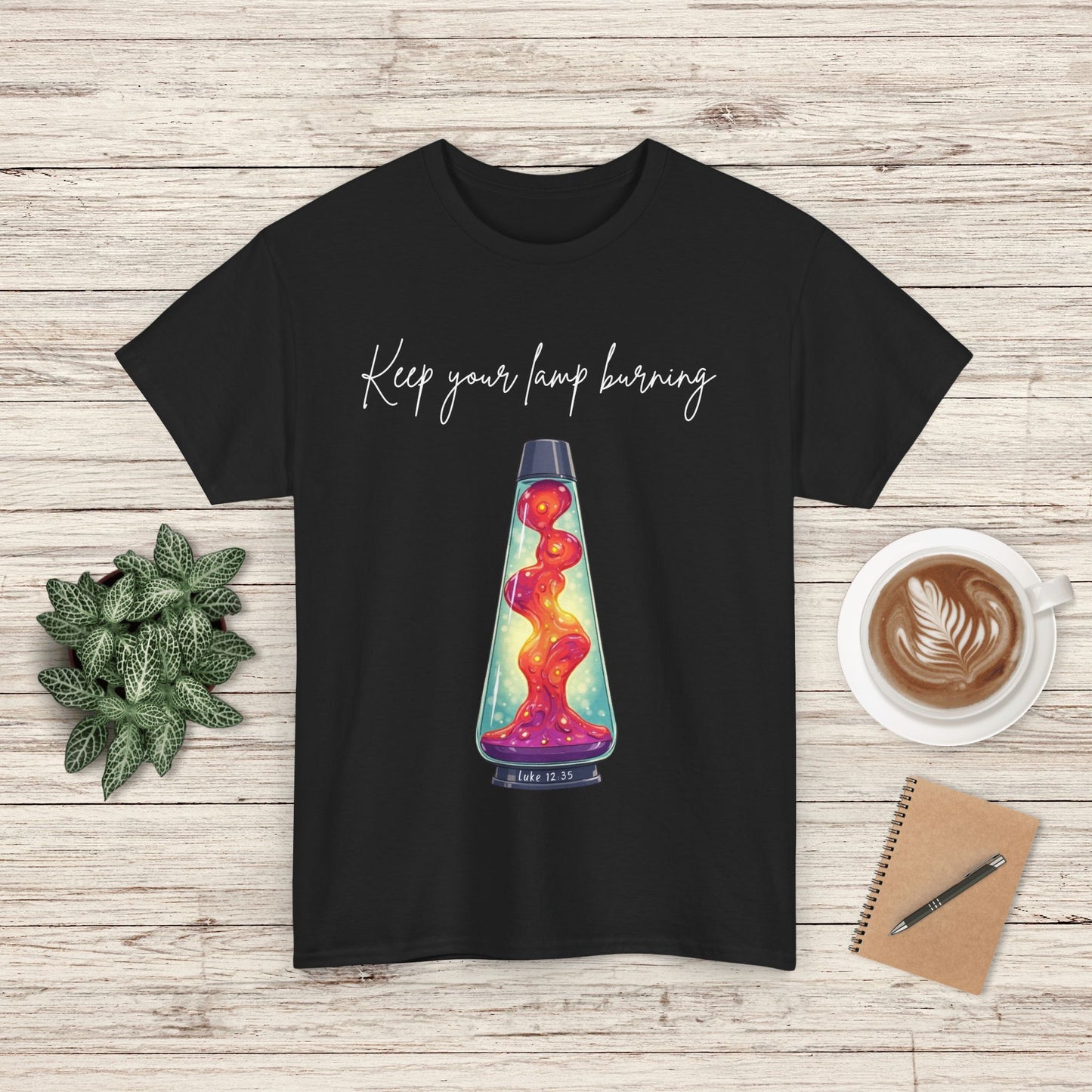 Retro Lava Lamp Luke 12:35 Tee - Keep Your Lamp Burning, Unisex Cotton Shirt, Vintage Style Gift, Unique Tee for Friends, Fun Summer Wear, Ideal for
