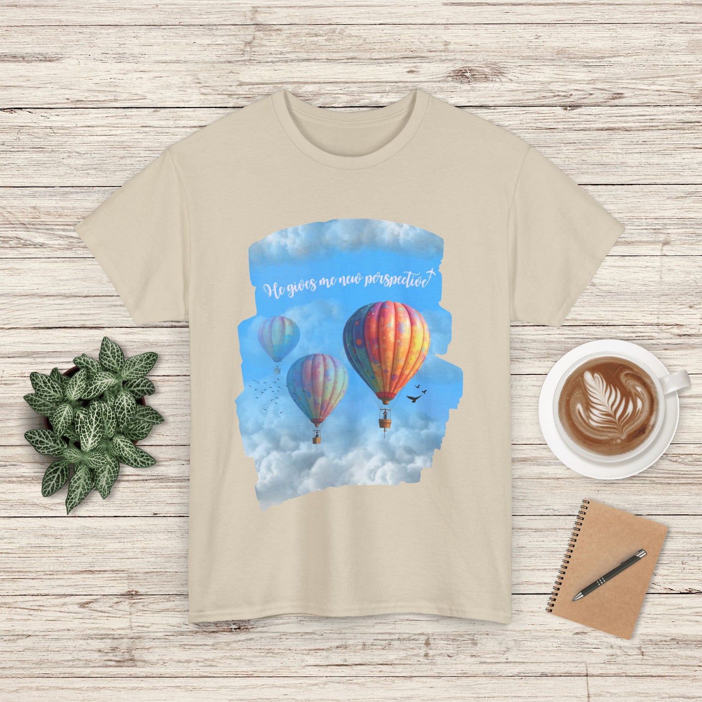 Inspirational Jesus Hot Air Balloon Tee, Adventure Shirt, Dreamer Cotton Tee, Motivational Gift, Travel Lover’s Apparel, Unisex Casual Wear