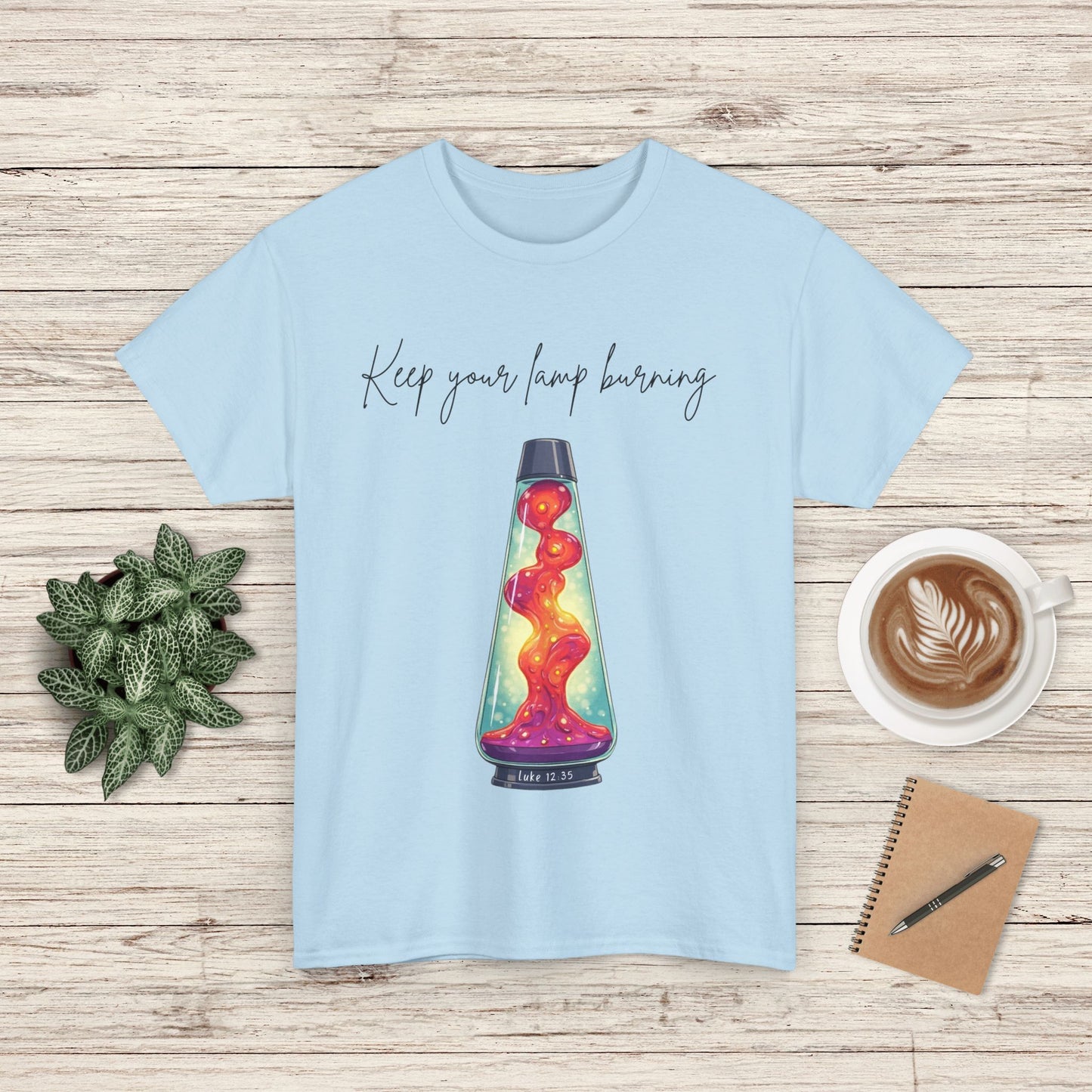 Retro Lava Lamp Luke 12:35 Tee - Keep Your Lamp Burning, Unisex Cotton Shirt, Vintage Style Gift, Unique Tee for Friends, Fun Summer Wear, Ideal for