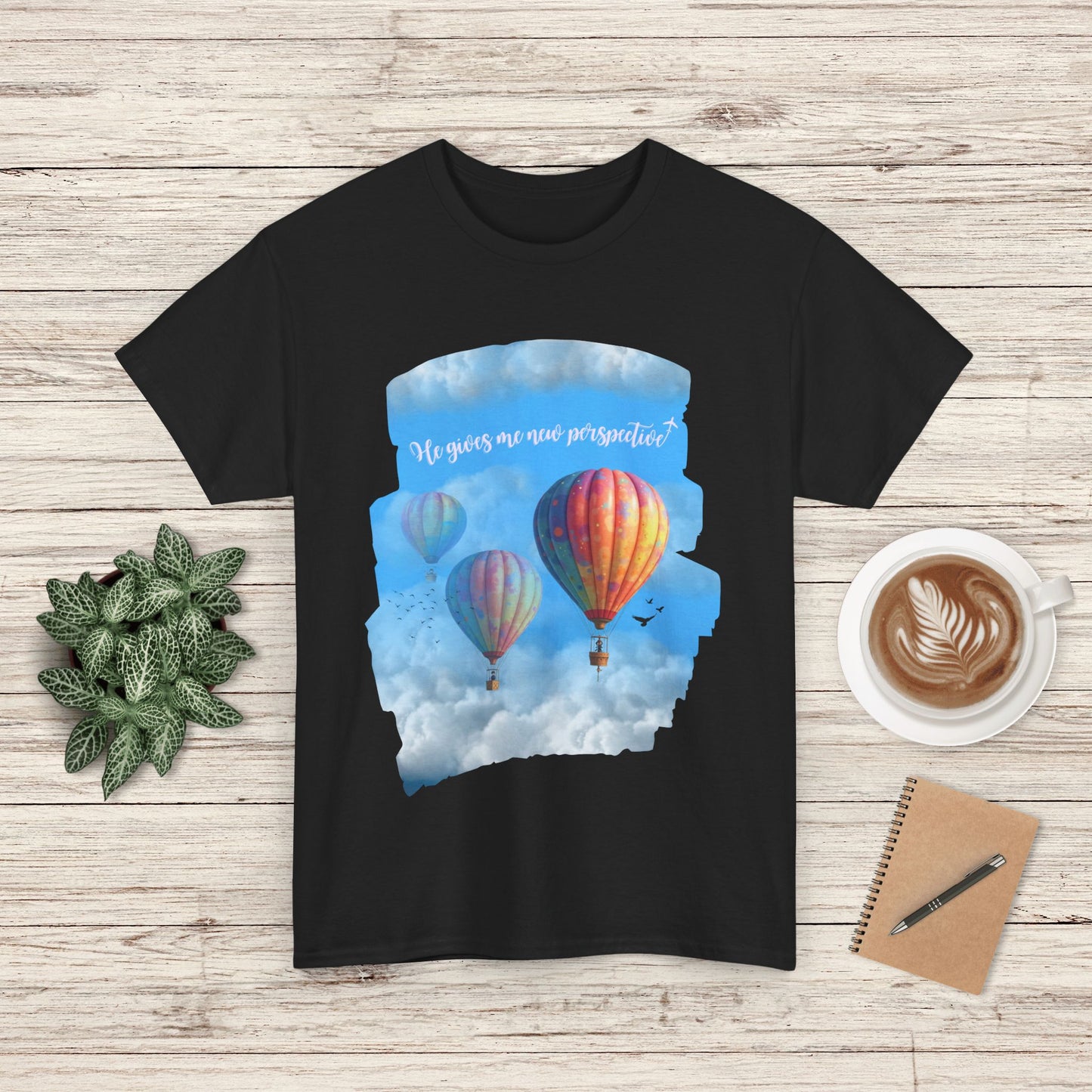 Inspirational Jesus Hot Air Balloon Tee, Adventure Shirt, Dreamer Cotton Tee, Motivational Gift, Travel Lover’s Apparel, Unisex Casual Wear