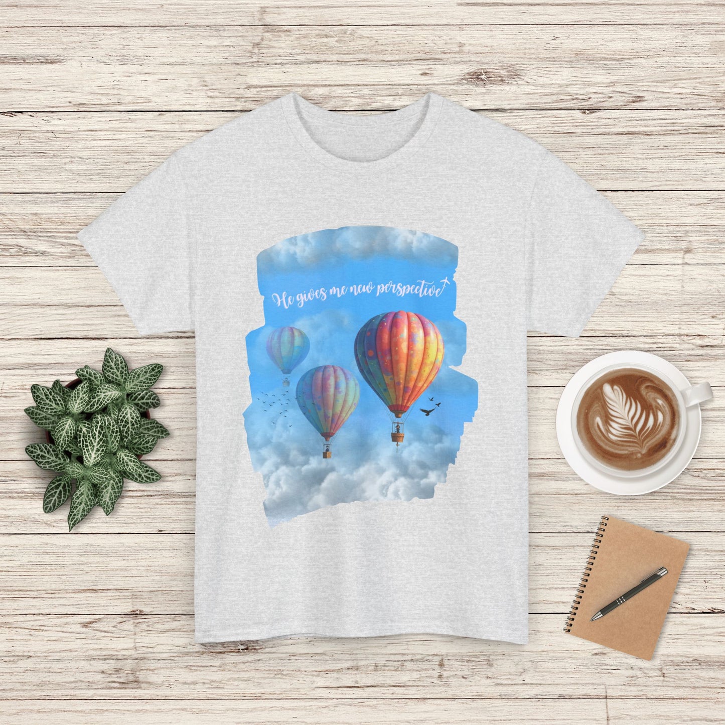 Inspirational Jesus Hot Air Balloon Tee, Adventure Shirt, Dreamer Cotton Tee, Motivational Gift, Travel Lover’s Apparel, Unisex Casual Wear