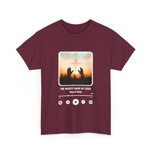 The Mighty Name of Jesus Music App Screenshot Unisex Tee | Christian Apparel, Worship Shirt, Religious Gift, Spiritual Wear, Inspirational Clothing