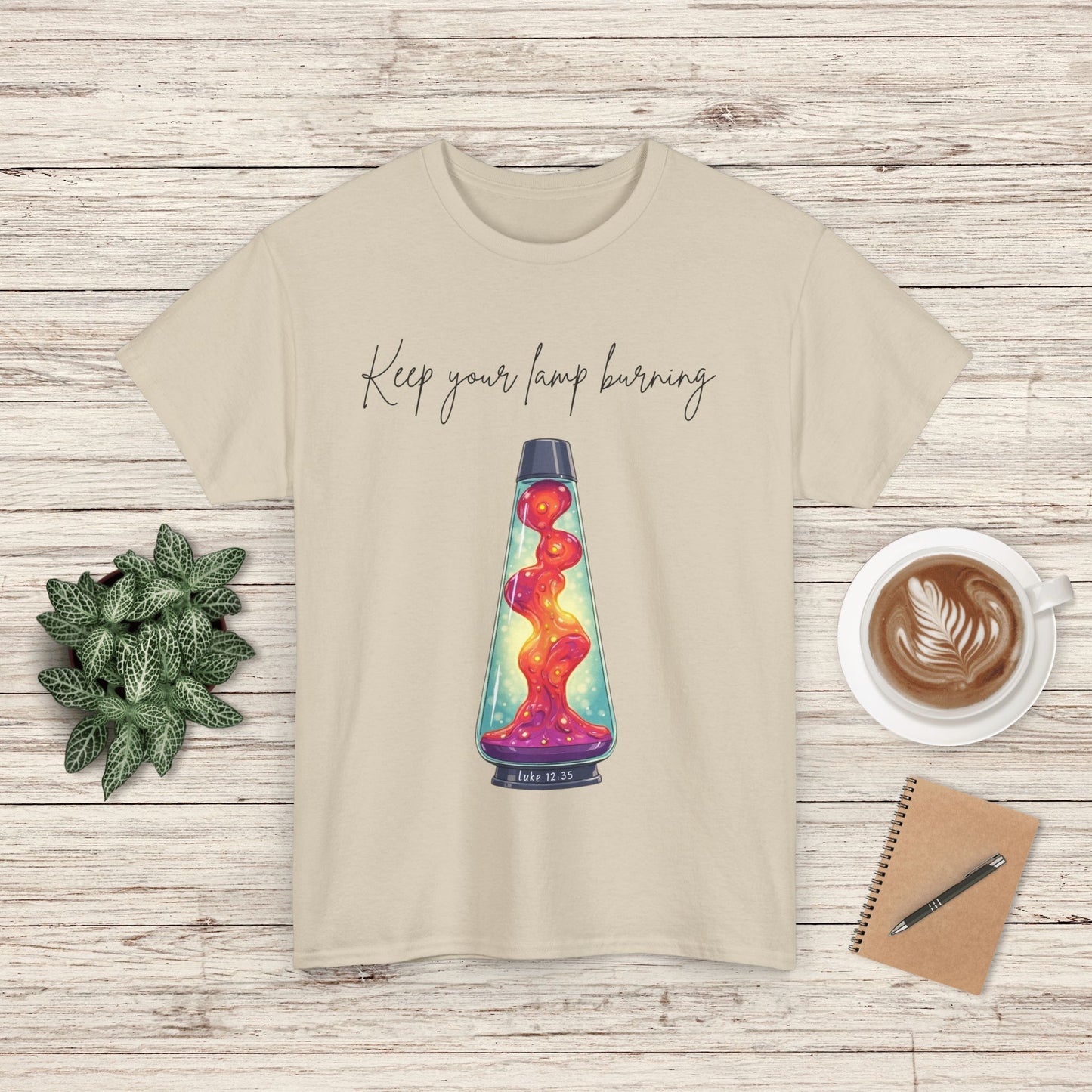 Retro Lava Lamp Luke 12:35 Tee - Keep Your Lamp Burning, Unisex Cotton Shirt, Vintage Style Gift, Unique Tee for Friends, Fun Summer Wear, Ideal for