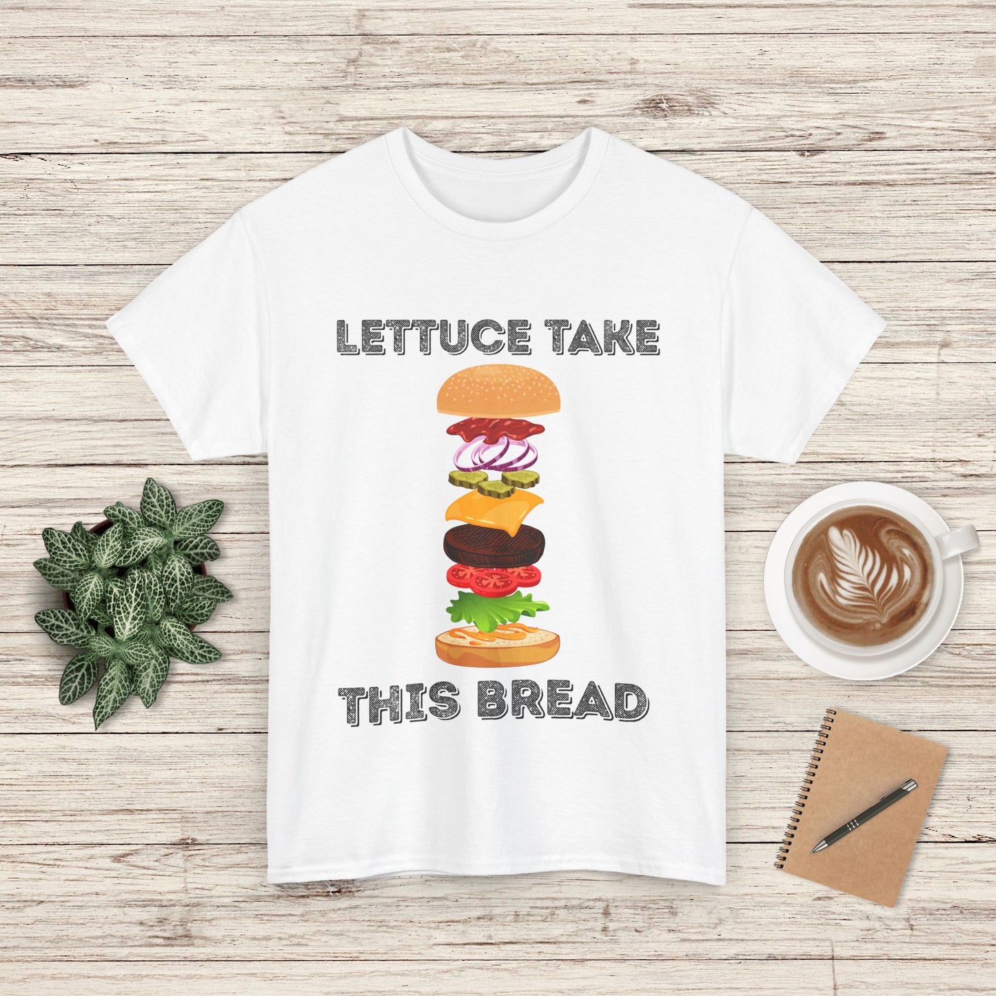 Funny Jesus Unisex Heavy Cotton Tee - Lettuce Take This Bread Graphic, Casual Wear, Food Lover Gift, Summer Vibes, Kitchen Humor