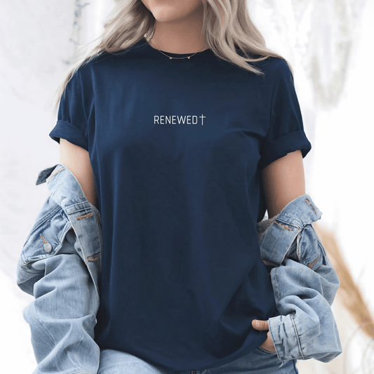 Renewed Minimalist Unisex Trendy T-Shirt Gift, Multiple Colors, Christian Shirts, Jesus Shirt, Tshirt, Retro T shirt, Christian Gifts