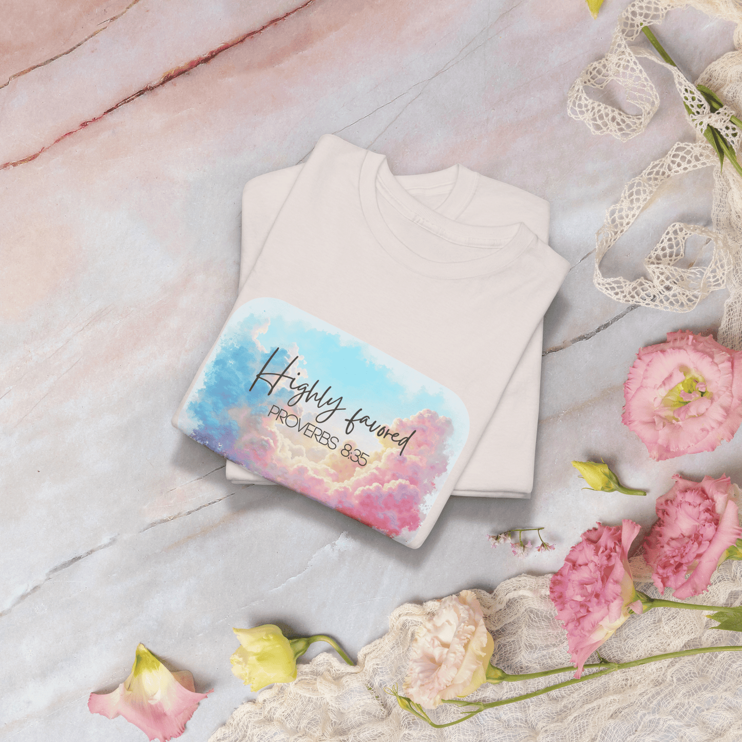 Highly Favored Proverbs 3:5 Unisex Heavy Cotton Tee - Inspirational Tee for Everyday Wear