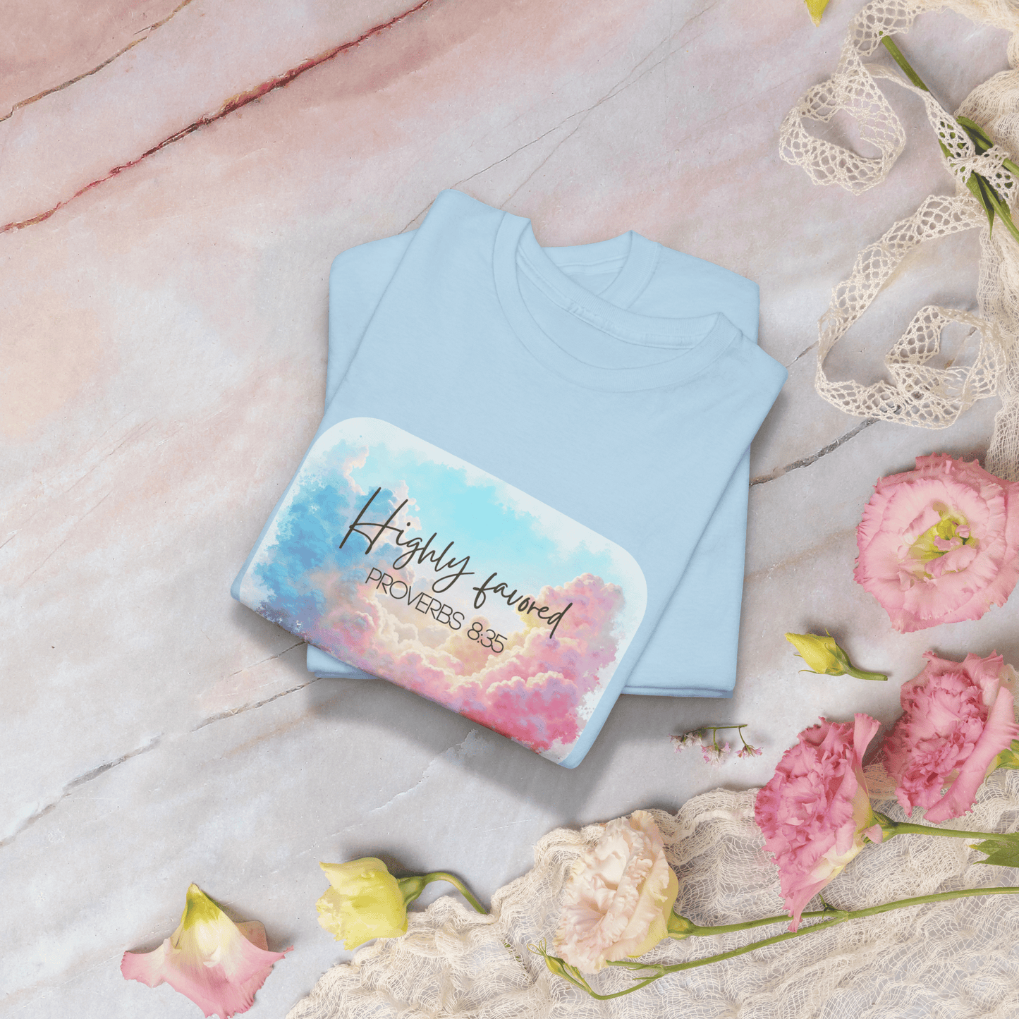 Highly Favored Proverbs 3:5 Unisex Heavy Cotton Tee - Inspirational Tee for Everyday Wear