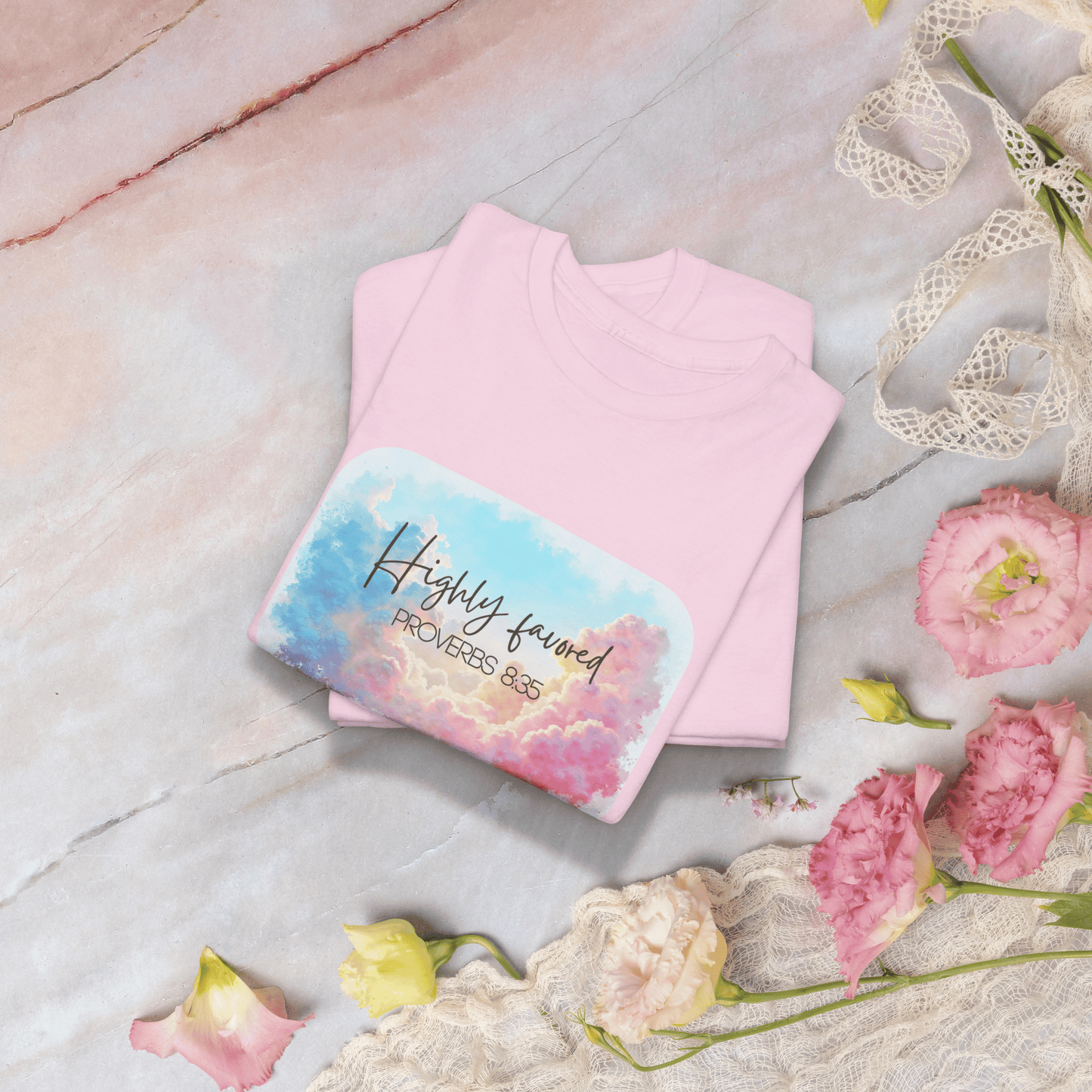 Highly Favored Proverbs 3:5 Unisex Heavy Cotton Tee - Inspirational Tee for Everyday Wear