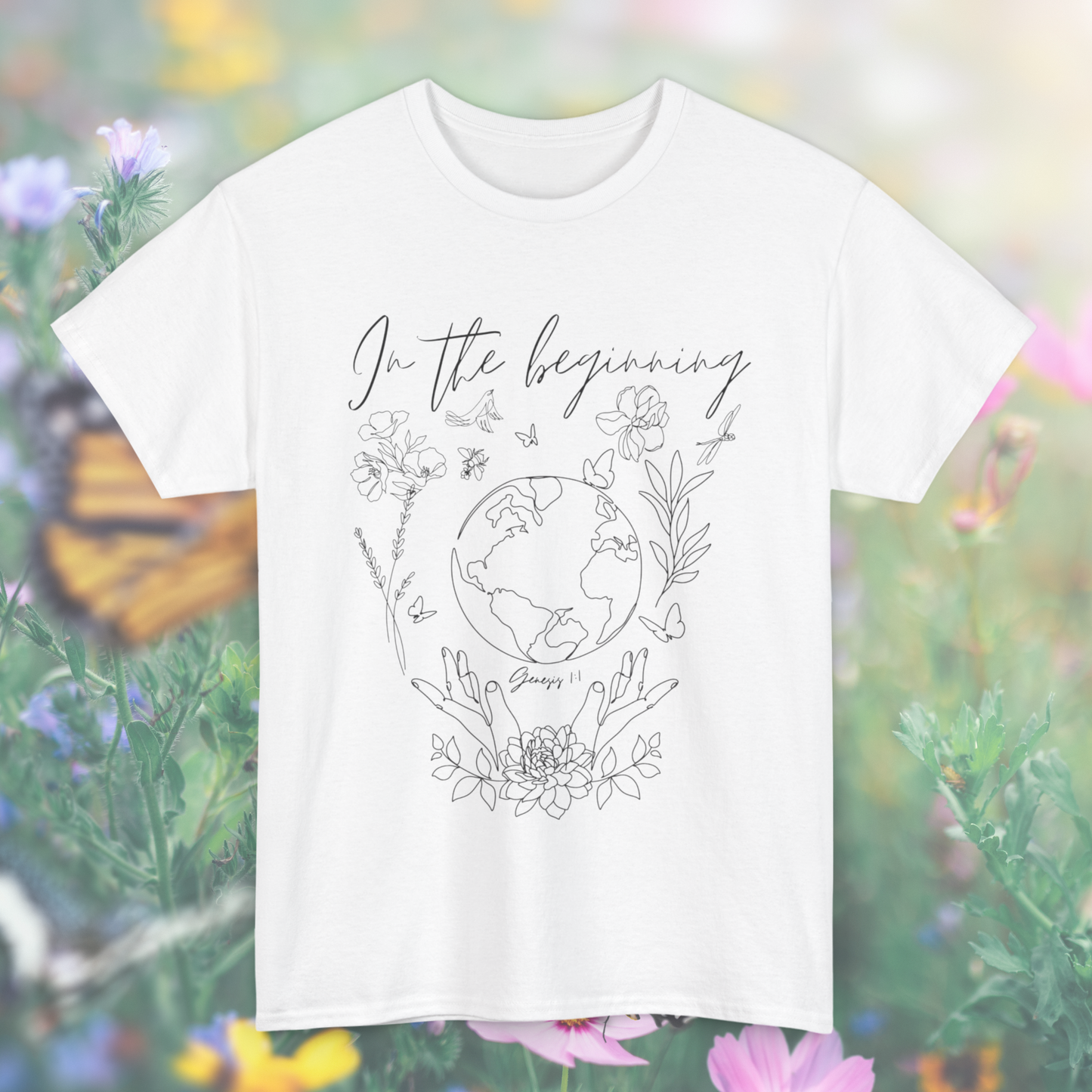 Genesis 1:1 "In the beginning" Tee  - Perfect for Believers, Faith-Based Fashion, Creation-Inspired Design, Gift for Bible Lovers, Everyday Comfort