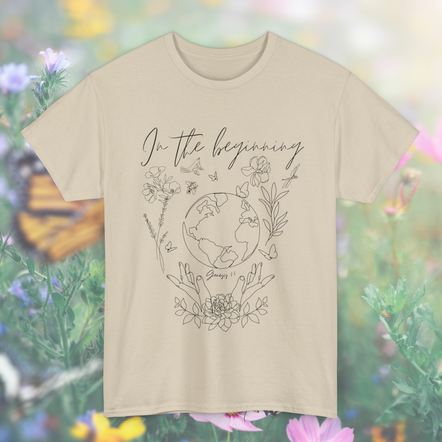 Genesis 1:1 "In the beginning" Tee  - Perfect for Believers, Faith-Based Fashion, Creation-Inspired Design, Gift for Bible Lovers, Everyday Comfort