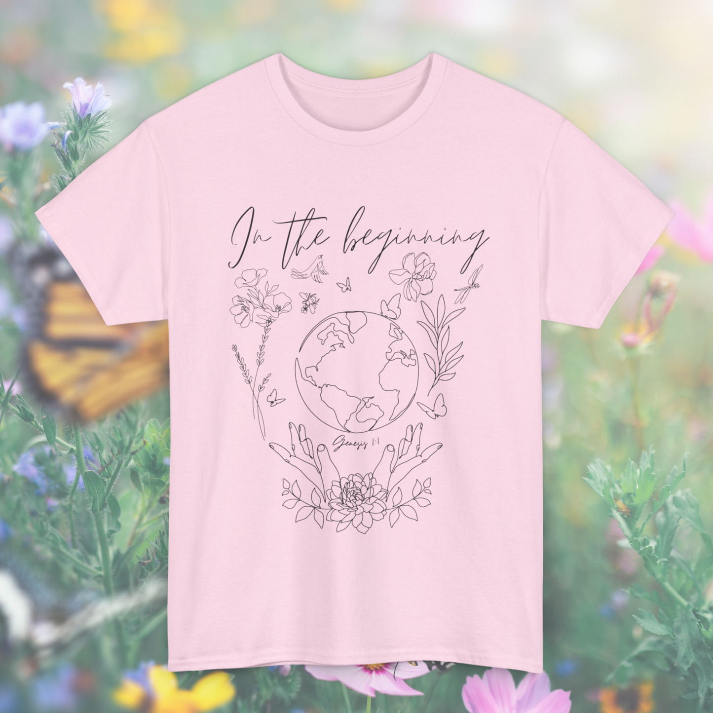 Genesis 1:1 "In the beginning" Tee  - Perfect for Believers, Faith-Based Fashion, Creation-Inspired Design, Gift for Bible Lovers, Everyday Comfort