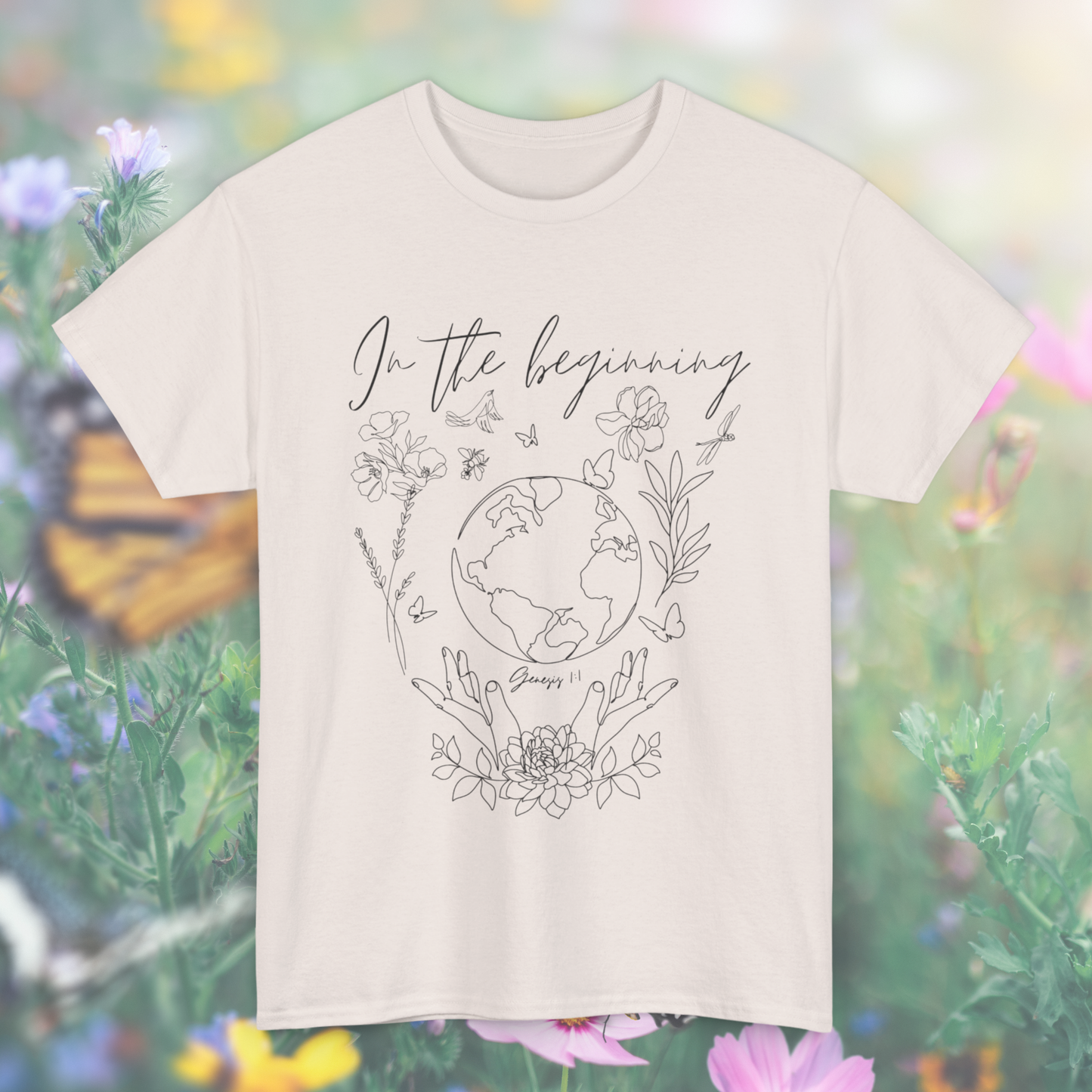 Genesis 1:1 "In the beginning" Tee  - Perfect for Believers, Faith-Based Fashion, Creation-Inspired Design, Gift for Bible Lovers, Everyday Comfort