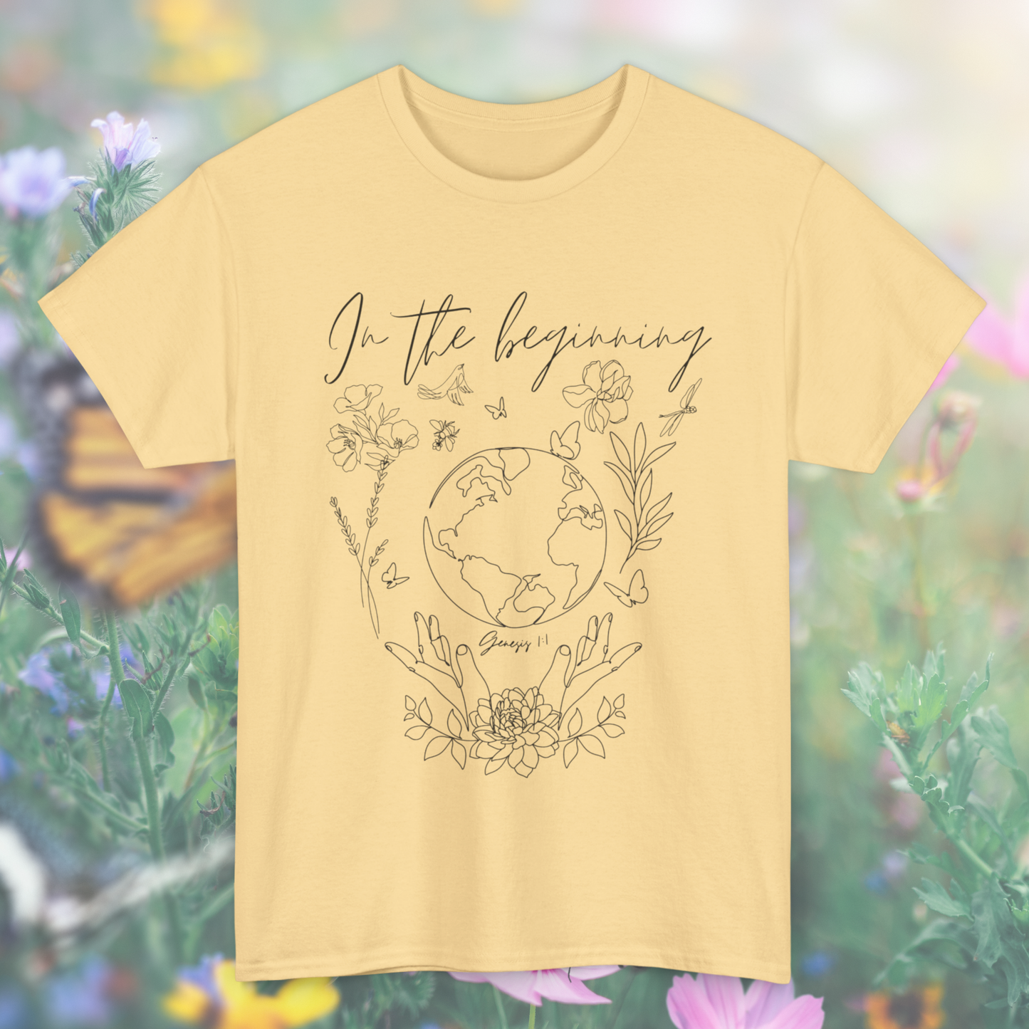 Genesis 1:1 "In the beginning" Tee  - Perfect for Believers, Faith-Based Fashion, Creation-Inspired Design, Gift for Bible Lovers, Everyday Comfort