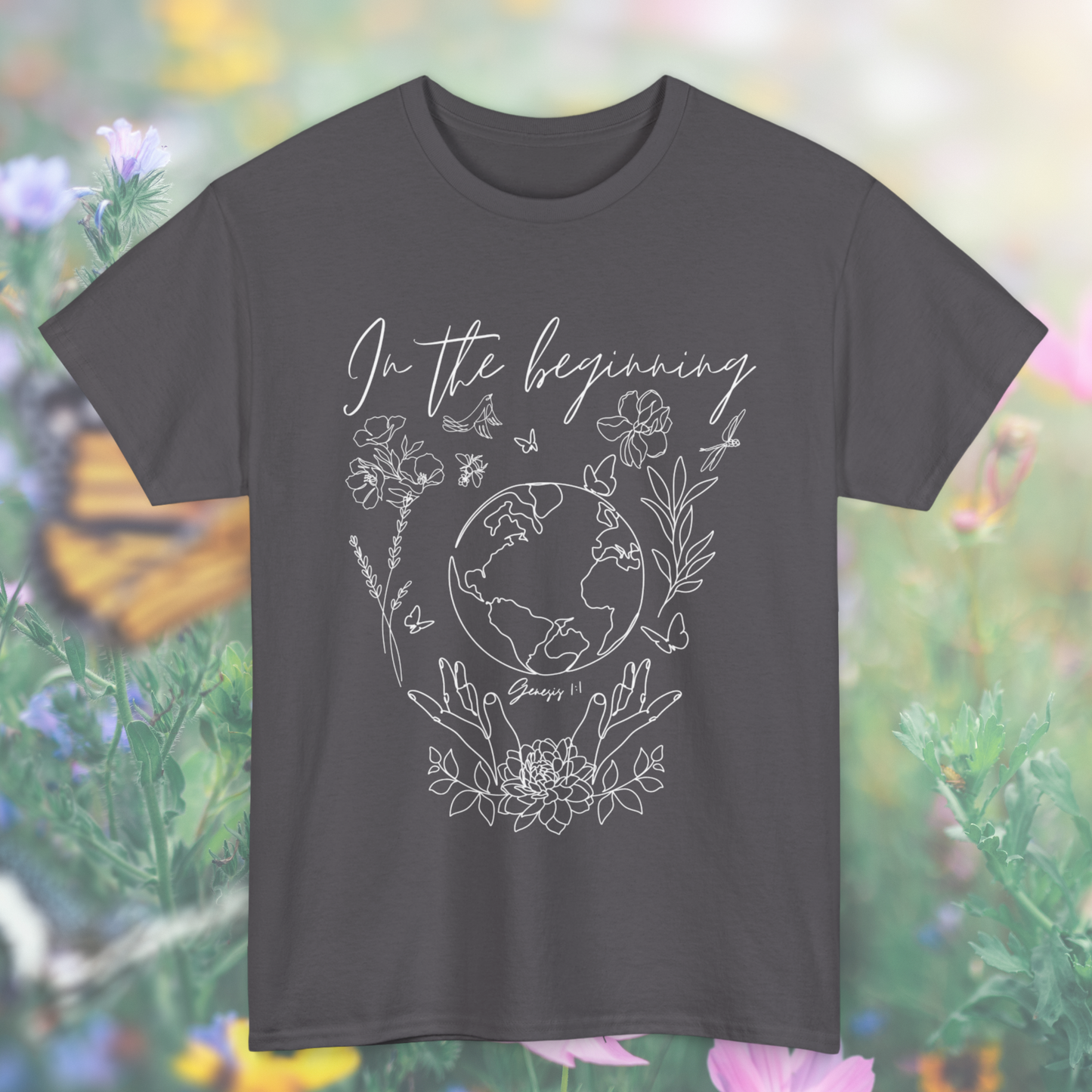 Genesis 1:1 "In the beginning" Tee  - Perfect for Believers, Faith-Based Fashion, Creation-Inspired Design, Gift for Bible Lovers, Everyday Comfort