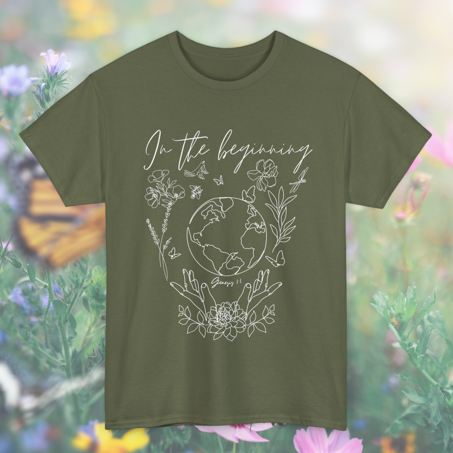 Genesis 1:1 "In the beginning" Tee  - Perfect for Believers, Faith-Based Fashion, Creation-Inspired Design, Gift for Bible Lovers, Everyday Comfort