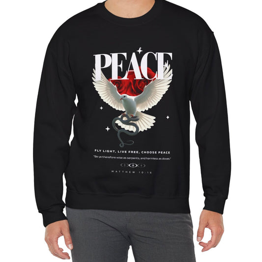 Peace Matthew 10:16 | "Be ye therefore wise as serpents, and harmless as doves." Crewneck Sweatshirt
