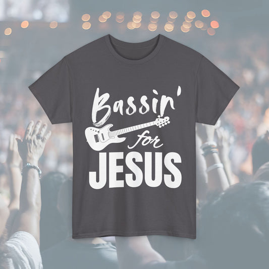 Bassin' for Jesus Unisex Tee | Perfect for Musicians, Youth Groups, Church Events, Christian Gifts, and Casual Wear