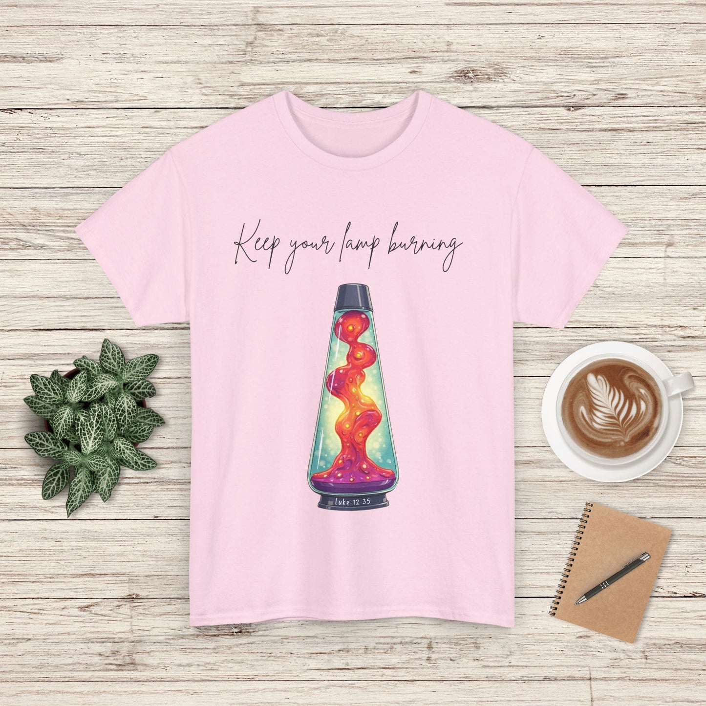 Retro Lava Lamp Luke 12:35 Tee - Keep Your Lamp Burning, Unisex Cotton Shirt, Vintage Style Gift, Unique Tee for Friends, Fun Summer Wear, Ideal for