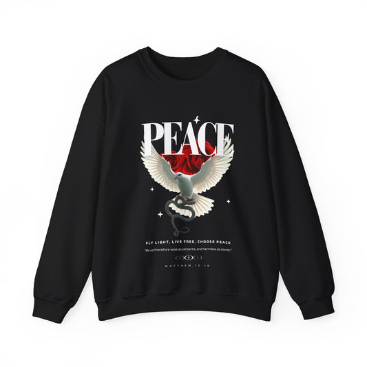 Peace Matthew 10:16 | "Be ye therefore wise as serpents, and harmless as doves." Crewneck Sweatshirt