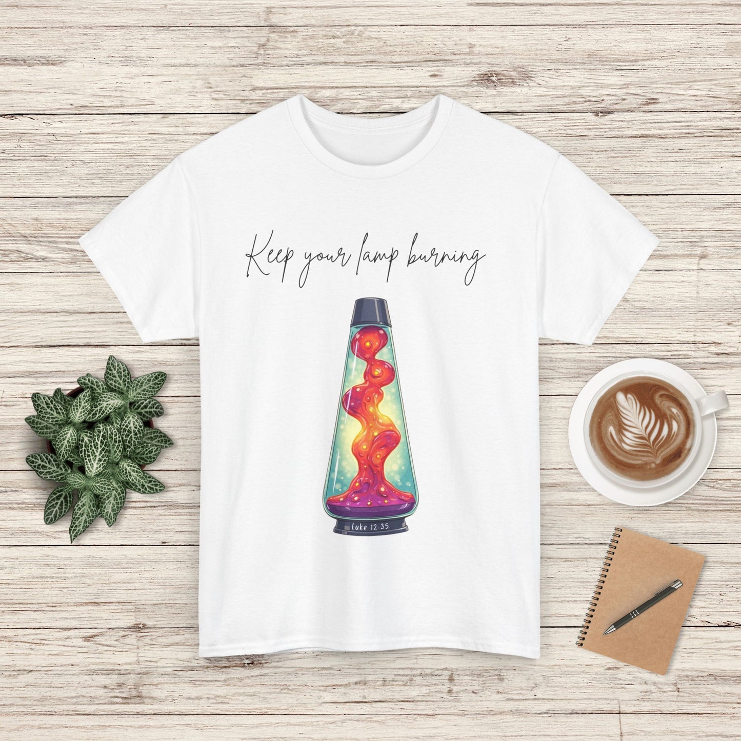 Retro Lava Lamp Luke 12:35 Tee - Keep Your Lamp Burning, Unisex Cotton Shirt, Vintage Style Gift, Unique Tee for Friends, Fun Summer Wear, Ideal for