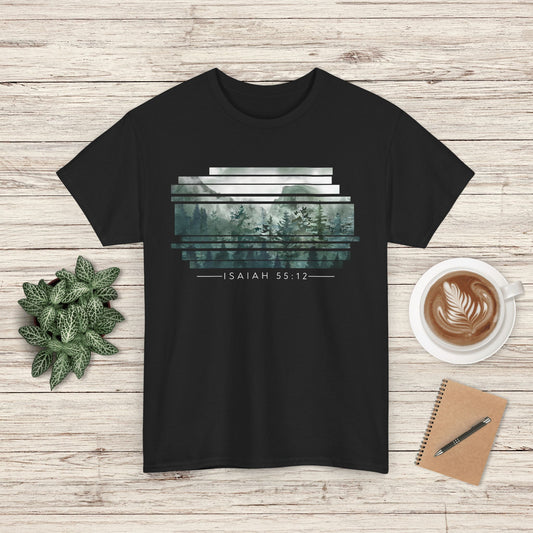 Mountain Forest Tee | Isaiah 55:12 Unisex Heavy Cotton T-Shirt
