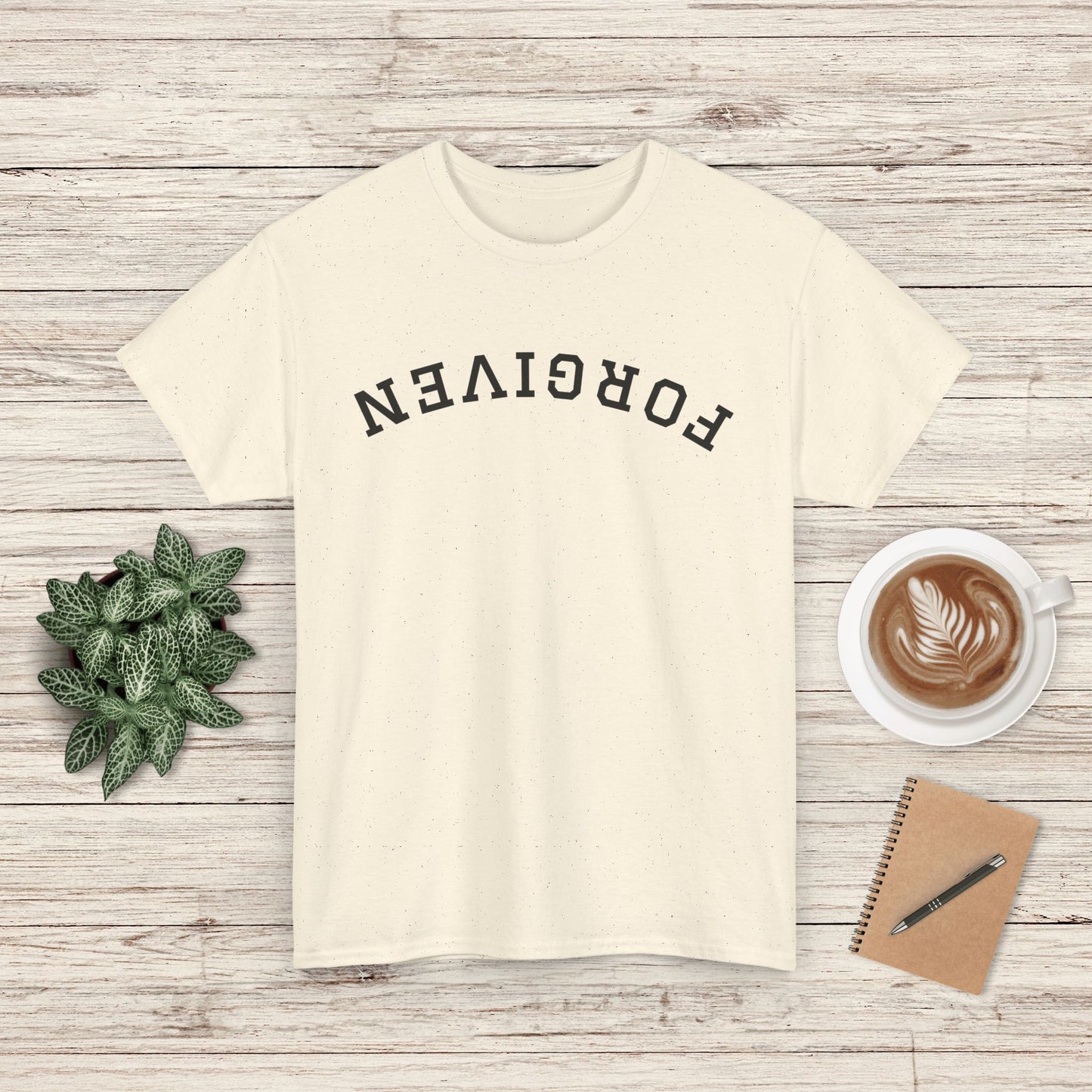 Forgiven Upside-Down Writing Tee - Casual Wear, Gifts for Friends, Relaxed Fit, Summer Style, Everyday Comfort