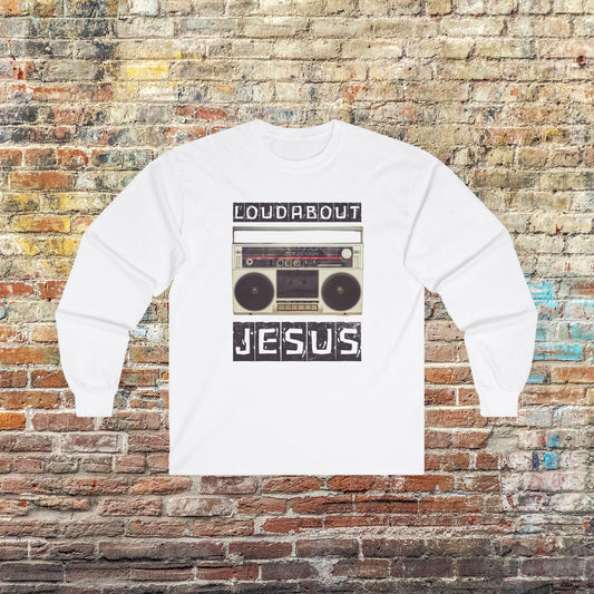 Loud About Jesus Unisex Heavy Cotton Long Sleeve Tee, Christian Shirt, Faith Tee, Religious Gift, Gospel Apparel, Church Outing Wear