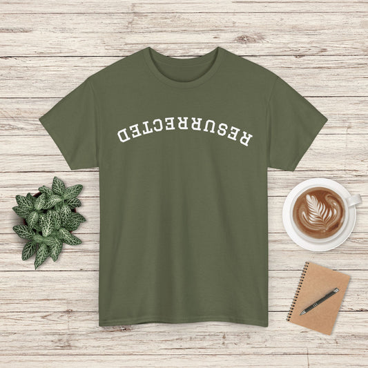 Resurrected Upside-Down Writing Tee, Unisex T-Shirt for Casual Wear, Perfect Gift for Birthdays and Holidays, Everyday Comfort