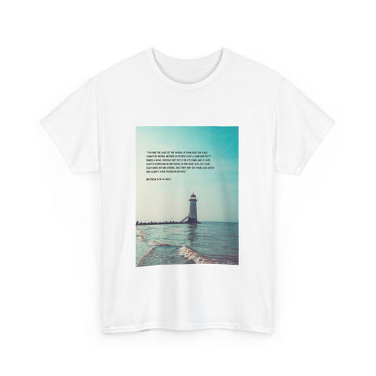 Vintage Lighthouse Matthew 5:14-16 Graphic Unisex Tee, Inspirational T-Shirt, Beach Lover Gift, Summer Casual Wear, Coastal Decor Apparel