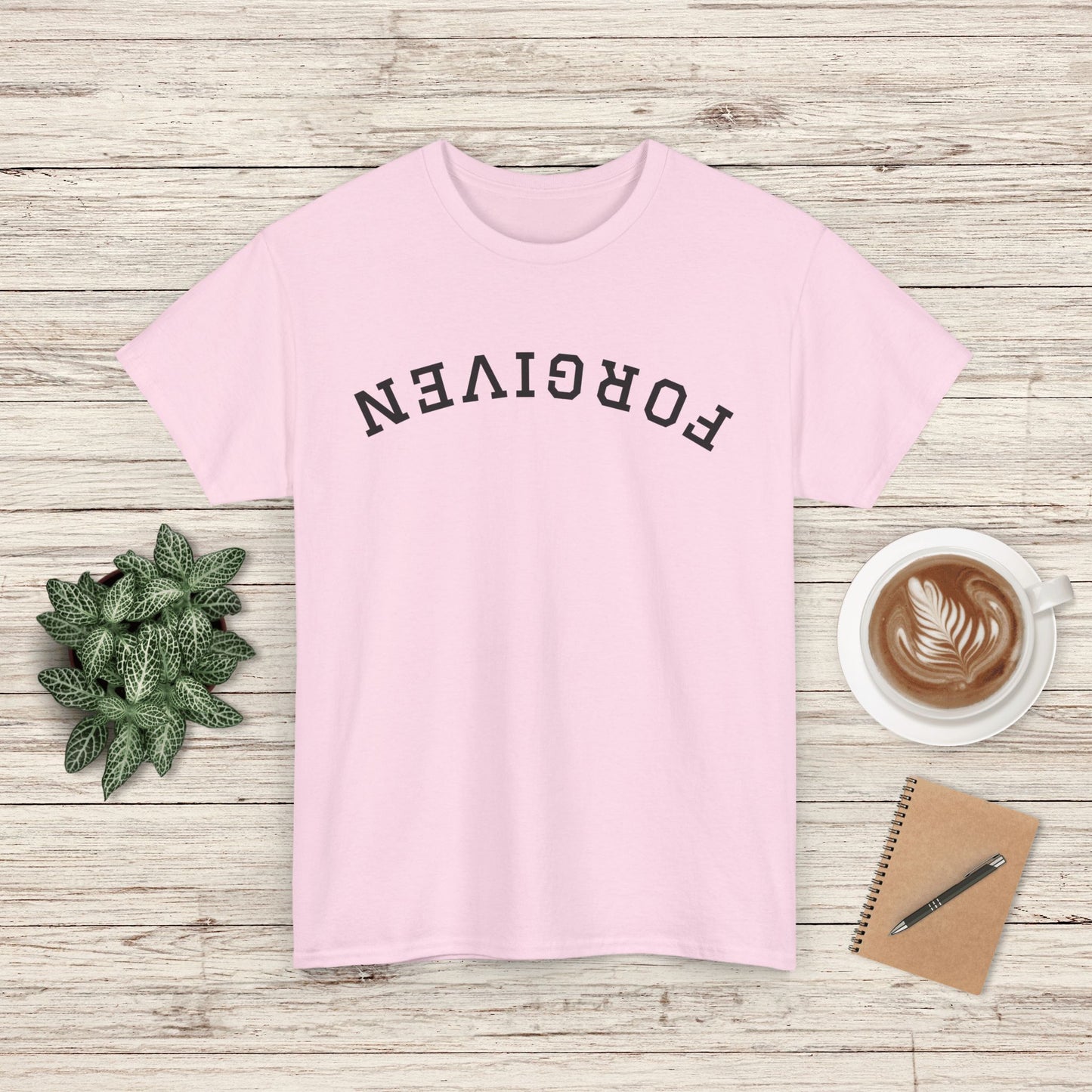Forgiven Upside-Down Writing Tee - Casual Wear, Gifts for Friends, Relaxed Fit, Summer Style, Everyday Comfort