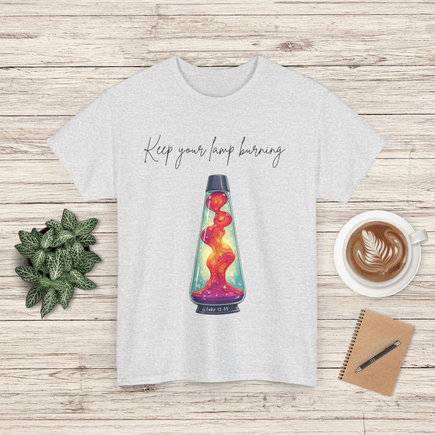 Retro Lava Lamp Luke 12:35 Tee - Keep Your Lamp Burning, Unisex Cotton Shirt, Vintage Style Gift, Unique Tee for Friends, Fun Summer Wear, Ideal for