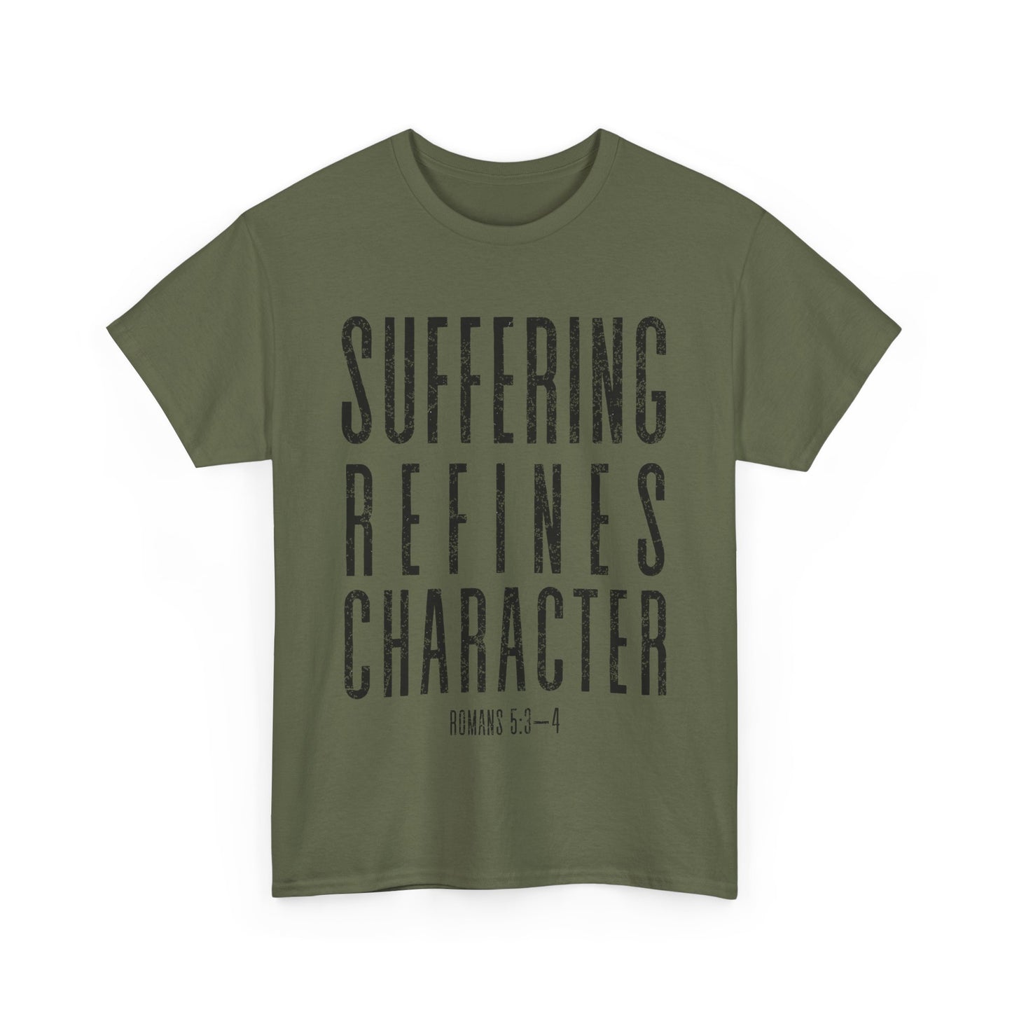 Suffering Refines Character Romans 5:3-4 Tee, Motivational T-Shirt, Faith-Based Apparel, Religious Shirt, Gift for Believers