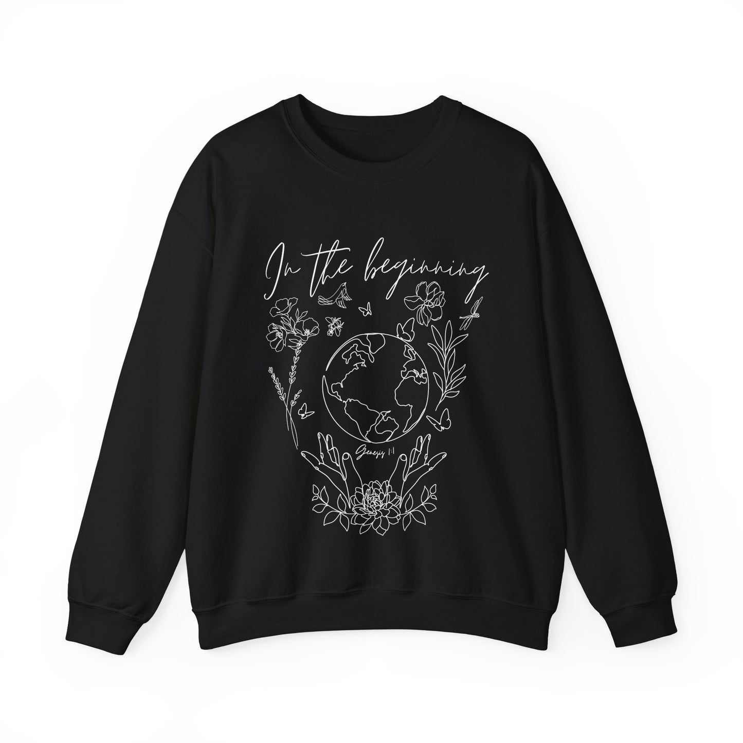 Genesis 1:1 “In the Beginning” Earth Floral Crewneck Sweatshirt