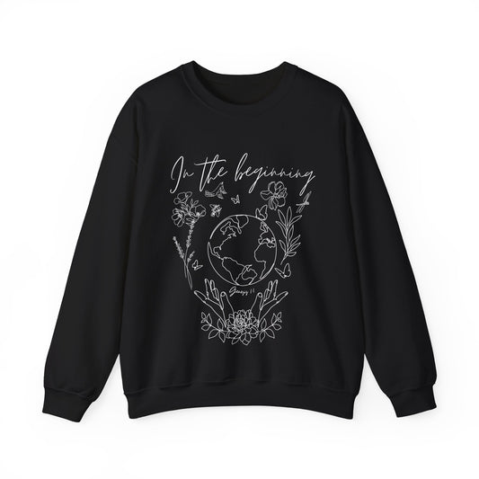 Genesis 1:1 “In the Beginning” Earth Floral Crewneck Sweatshirt
